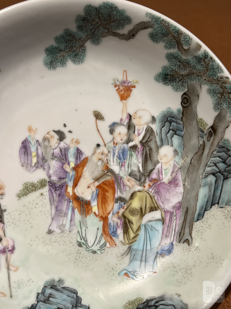 清嘉庆 粉彩八仙人物纹盘 - 图8